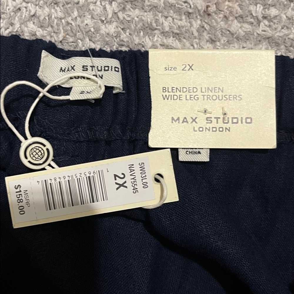 NWT- Max Studio - 2X. Linen Blend Wide Leg Trouser - Picture 6 of 8